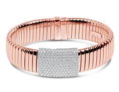 18kt Rose Gold Diamond Bangle Bracelet (1.99 ctw) Luxury Rose Gold Bangle With Diamond Accents, Flexible Rose Gold Diamond Bracelet, Diamond Bracelets Gold, Emerald Bracelets, Ruby Bracelets, Bangles Diamond, Rose Gold Diamond Bracelet, Bracelets Tennis, Bracelets Vintage