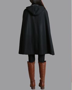 * A cool and long wool cape coat with hood, very elegant. * With double row gold color buttons and two pockets, fully lined. * If you want black buttons, please let us know, thanks. * Stand up collar, more warmer. * Material: out shell - 50% wool, 50% polyester; lining - 100% polyester * Care: dry cleanable * Shop sizing chart FYI ( made according to US sizing. actual body figures, not laying flat clothes measurements) Size XS (US 2, UK 6, German 32, French 34, ) Bust: fits bust around 33.5 inch Elegant Winter Long Coat Cape, Elegant Long Coat Cape For Winter, Elegant Fall Cape For Cold Weather, Elegant Long Winter Cape, Winter Poncho With Cape Sleeves, Wool Cape For Winter Cold Weather, Wool Long Coat Cape For Winter, Wool Cape For Winter Weather, Winter Wool Long Cape Coat