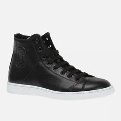 Marc Jacobs Leather Sneakers Classic Black Leather High-top Sneakers, Black Casual Calf Leather Sneakers, Casual Black Calf Leather Sneakers, Casual High-top Lace-up Calf Leather Sneakers, Casual Calf Leather High-top Lace-up Sneakers, Sporty Black High-top Sneakers With Stitched Sole, Casual Calf Leather High-top Sneakers, Designer Leather High-top Sneakers With Textured Sole, Modern Black Leather High-top Sneakers