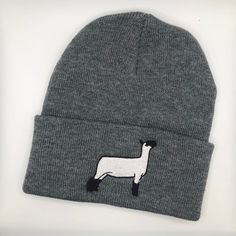 Stay warm and stylish with this embroidered show sheep beanie! Pompom is optional. One size fits most. Sheep Showing, Show Sheep, Lamb Hat, Suffolk Sheep, Stocking Cap, Trucker Cap, Stay Warm, Sheep, Caps Hats