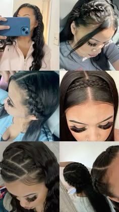 Cute Hairstyles For Party Ideas, Long Hairstyles Latina, Straight Hairstyles For Concert, Hair Styles Front Braid, Hairstyles For Medium Length Hair Mexican, Cute Ways To Style Medium Hair, Side Part With Braids On The Side, Braided Hairstyles For Latinas, Latina Braided Hairstyles