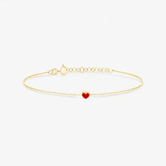 Stylish red heart bracelet would make a bold statement of love for your loved ones, including yourself. Shop bestselling 14k gold initial necklaces. Minimalist Red Heart-shaped Jewelry, Red 14k Gold Dainty Bracelet, Red Heart Bracelets For Anniversary, Red Heart Bracelet For Anniversary, Red Heart-shaped Anniversary Bracelets, Red Heart-shaped Anniversary Bracelet, Elegant Red Bracelets With Heart Charm, Elegant Red Bracelet With Heart Charm, Red Heart Charm Fine Jewelry