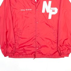 Item is in good used condition. >Size: S >Armpit To Armpit: 22" >Armpit To Cuff: 24" >Collar To Hem: 29" Red Nylon Streetwear Windbreaker, Red Casual Windbreaker For College, Red Nylon Windbreaker For Streetwear, Casual Red Windbreaker For College, Coach Jacket, Red Jacket, Jackets For Women, Cuff, Collar