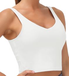 PRICES MAY VARY. 【Soft & Comfortable Material】 Crop tank sports bra make of lightweight, breathable and stretchy fabric, sweat-wicking keep you dry. 【Design-- Full coverage U-back】 sports bra for additional support with removeable pad, Great for low, medium and high impact activites. Full figure with racerback design not only effectively protect against shock, prevent the bra from shifting, but also beautify your back curve, increase the fashion sexy style. 【Match】Wear over your favorite sports White Align Tank, Align Tank Top, High Support Bra, Align Tank, Functional Fashion, Running Workout, Yoga Bra, Active Wear Outfits, Sport Bra