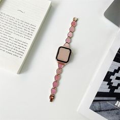 Luxury Slim Metal Band for Apple Watch Ladies Strap Stainless Steel Bracelet Modern Pink Apple Watch Band For Gift, Modern Pink Apple Watch Band As Gift, Modern Pink Apple Watch Band Gift, Pink Rectangular Apple Watch Band With Bracelet Strap, Pink Rectangular Bracelet Strap Apple Watch Band, Pink Bracelet Strap Apple Watch Band, Pink Rectangular Watch Band With Bracelet Strap, Pink Apple Watch Band With Bracelet Strap, Trendy Pink Bracelet Strap Apple Watch Band