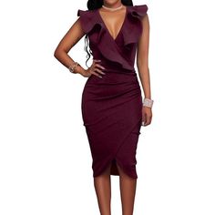 RUFFLED FITTED WRAP DRESS Fitted Wrap Dress, Macys Dresses, Sequin Dress Party, Figure Flattering Dresses, Ruffle Bodycon, Sparkle Skirt, Dresses Ladies, Long Sleeve Sequin Dress, Night Dresses