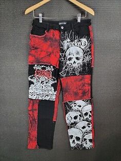 Find many great new & used options and get the best deals for Current Mood Dolls Kill Women's Jeans Denim pants size medium 29 x 28 skulls dye at the best online prices at eBay! Free shipping for many products! Skull Print Cotton Bottoms For Streetwear, Punk Style Bottoms With Skull Print For Alternative Fashion, Halloween Grunge Bottoms With Skull Print, Grunge Halloween Bottoms With Skull Print, Grunge Cotton Pants For Halloween, Halloween Skull Print Bottoms For Alternative Fashion, Distressed Emo Bottoms For Streetwear, Distressed Emo Style Streetwear Bottoms, Gothic Straight Leg Jeans For Streetwear