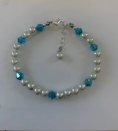 Elegant Blue Pearl Bracelet With Charm, Elegant Blue Beaded Bracelets With Pearl Charm, Elegant Blue Beaded Bracelet With Pearl Charm, Adjustable Blue Pearl Bracelet For Wedding, Blue Round Beaded Bracelets For Wedding, Simple Beaded Bracelets, Handmade Wedding Jewellery, Morgan Hill, Beaded Earrings Diy