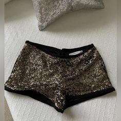 Sequined Gold Color Shorts / Medium Size/ Europe38/Usa 6 Mango Shorts, Sequin Shorts, Color Shorts, Gold Black, Medium Size, Gold Color, Mango, Size 6, Women Shopping