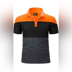 V Valanch Mens Polo Shirt Short Sleeve Golf Shirt For Men Casual Shirts Moisture Wicking Dry Fast Black Cotton Shirt With Contrast Color, Casual Orange Top For Outdoor, Casual Orange Tops With Contrast Color, Black Cotton Shirt With Color Block, Shirt For Men Casual, Corporate T-shirt, Mens Polo Shirt, Shirt Short Sleeve, Golf Shirt