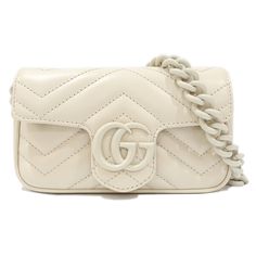 Gucci Gg Marmont Belt Bag Leather White Approx. 17.0cm Wide X 10.0cm High X 5.0cm Deep Belt Bag Leather, Wholesale Designer Handbags, Bags Gucci, Women's Bags By Shape, Gucci Gg Marmont, Gg Marmont, White Bag, Belt Bag, Gucci Bag