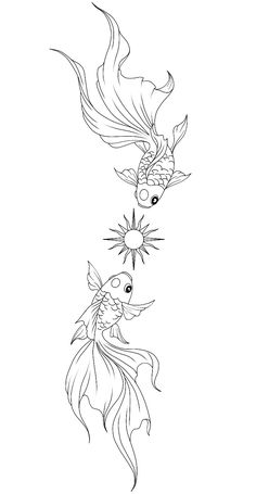 two fish are swimming in the water coloring pages for adults and children to print out