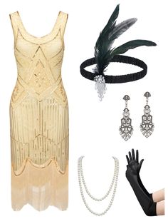 PRICES MAY VARY. 8 Pcs Roaring 20s costumes for women: 1 pcs 1920s dresses for women, 2 pcs flapper headbands, 1 pcs vintage earrings, 1 pcs faux pearl necklace, 2 pcs long costume flapper gloves, 1 pcs plastic holder rod Material: This 1920 style dresses is crafted from polyester and soft mesh fabric, embellished with sequins, long fringe, and sparkling beaded details Vintage Elegant Glam Features:The great gatsby dresses features a deep U neck and a daring backless design.The flexible fringes Yellow Flapper Dress, Gatsby Style Flapper Dress For Costume Party, Gatsby Style Fitted Flapper Dress For Costume Party, Fitted Flapper Dress For Costume Party Gatsby Style, Fitted Gatsby Flapper Dress For Costume Party, Fitted Art Deco Flapper Dress For Costume Party, Summer Gatsby Style Flapper Dress For Costume Party, Summer Flapper Dress For Costume Party, Summer Gatsby Style Flapper Dress For Vintage Events