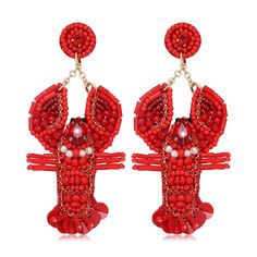 PRICES MAY VARY. Make a splash this summer with this playful yet glam lobster drop earring. The handmade beaded shrimp design will add vacation vibes and cool, conversation-starting style to any outfit. Wear it with your bohemian dress or t-shirt for on-trend elegance.These beautifully designed fun earrings are sure to become a welcome addition to your jewellery collection!Perfect Summer Accessory! You will love our new multi colored lobster beaded earrings, perfect for summer days with any sund Shrimp Design, Earrings Weird, Beachy Earrings, Beaded Starfish, Dangle Earrings Boho, Beach Lover Gifts, Starfish Earrings, Jewelry Beach, Vacation Vibes