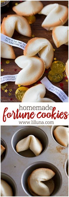 homemade fortune cookies in a muffin tin