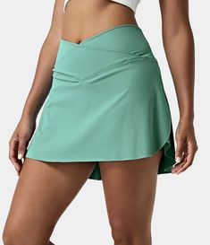 Everyday Cloudful™ Air Fabric Crossover 2-in-1 Side Pocket Cool Touch Pickleball Skirt-Lucid Green 4-way Stretch Workout Skort, Green 4-way Stretch Skort For Workout, Green 4-way Stretch Tennis Skirt For Summer, Summer Green 4-way Stretch Tennis Skirt, Green Tennis Skirt With 4-way Stretch For Summer, Functional Tennis Skort With Built-in Shorts, Green Stretch Skort For Gym, Versatile Workout Skort, Casual Green Skort For Gym