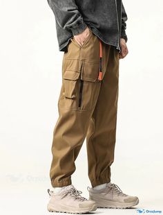 OrcaJump - Mens Patchwork Cargo Pants with Elastic Waistband, Multi-Pocket Design, Breathable Geometric Full Length Office and Going Out Casual Patchwork Cargo Pants, Regular Fit Pants, Trousers Casual, Zipper Pants, Type Of Pants, Workout Pants, Cargo Pants, Elastic Waist, Full Length