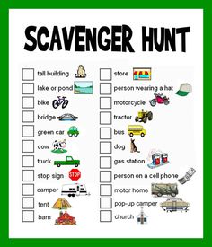 a scavenger hunt with cars and trucks