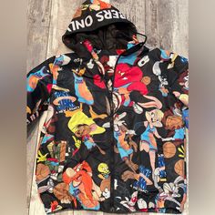 Brand New Never Worn With Tags. Really Fun Space Jam Jacket. All The Characters! Trendy Multicolor Spring Windbreaker, Spring Multicolor Patchwork Windbreaker, Bunny Basketball, Colorful Bugs, Looney Tunes Space Jam, Blue Jacket Men, Members Only Jacket, Small Jacket, Racer Jacket