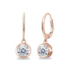 PRICES MAY VARY. CZ Earrings - Wear these stylish earrings to enhance your daytime and evening attire. These stunning dainty earrings feature 6mm round bezel-set stones made with AAA Cubic Zirconia. Rose Gold Earrings - These dangling earrings are secured by lever-backs. The earrings are crafted of rose gold flashed over sterling silver and are nickel & tarnish free. These trendy earrings in fine jewelry are a great addition to your sterling silver jewelry collections. It can be purchased as gif Gift Dangle Earrings With Bezel Setting, Adjustable Round Cubic Zirconia Earrings, Gold Bezel-set Dangle Earrings, Classic Bezel-set Hoop Earrings, Classic Bezel Set Hoop Earrings As Gift, Classic Bezel Set Hoop Earrings, Classic Hoop Earrings With Bezel Setting, Gold Dangle Earrings With Bezel Setting, Adjustable Hypoallergenic Cubic Zirconia Earrings