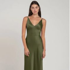 Jenny Yoo Dress Size 2. I Am 5’4 And Wore It Easily With 4 Inch Heels Green V-neck Midi Dress For Dinner, Elegant Olive Evening Dress, Classic Bias Cut Midi Length Dress, Green Silk V-neck Dress, Classic Green Evening Midi Dress, Classic Midi-length Bias Cut Dress, Green Silk Midi Dress For Formal Occasions, Green Midi-length V-neck Dress For Formal Occasions, Classic Green Midi Dress For Evening