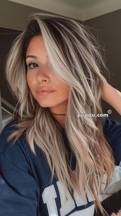 Platinum And Lowlights, Dark Roots Blonde Hair Balayage With Bangs, Partial Dimensional Highlights, Dark And Light Blonde Hair, Bristol Palin Hair, Dark Hair With Bright Blonde Highlights, Blonde Brown Lowlights, Melted Roots Blonde Balayage Hair, Hair Color Correction Before And After