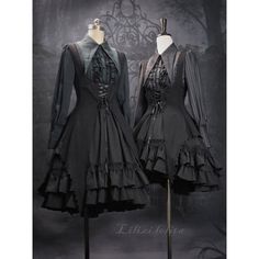 A gothic blouse that looks like a noble lady from medieval Europe. Her collar has a cross sword embroidered on it, the back is laced, and the chest is decorated with a statement frill. She is a mysterious young lady with a gorgeous aura. 
 
 

 

 
 
 
 Size 
 
 XS size 
 
 Length: 63cm 
 Bust: 84cm 
 Waist: 72cm 
 Sleeve length: 62cm 
 
 S size 
 
 Length: 64cm 
 Bust: 88cm 
 Waist: 76cm 
 Sleeve length: 62cm 
 
 M size 
 
 Length: 65cm 
 Bust: 92cm 
 Waist: 80cm 
 Sleeve length: 62.5cm 
 
 L s Gothic Long Sleeve Victorian Dress For Halloween, Gothic Long Sleeve Dress For Fantasy Events, Gothic Victorian Long Sleeve Dress For Costume Party, Gothic Corset Dress For Fall Costume, Gothic Corset Dress For Fall Costume Events, Gothic Victorian Dress For Costume Party, Gothic Corset Dress For Costume Events In Fall, Elegant Corset Dress For Larp, Gothic Long Sleeve Corset Dress For Costume