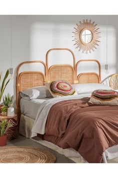 Rattan 3-Panel Queen Headboard 67  | La  Forma | Wood Furniture Bedhead Ideas, Design Ložnic, Rattan Bed, Rattan Headboard, Queen Size Headboard, Loft Ideas, Stil Industrial, Corner House, Queen Headboard