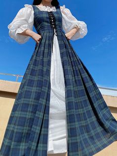 White Chemise, Old Fashion Dresses, Diy Vetement, Cottagecore Style, Old Dresses, Fairytale Dress, Historical Dresses, Plaid Dress, Looks Vintage