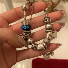 925 Silver New Pandora Bracelet With 13 Silver Pandora Charms Natrual Nails, Silver Pandora Bracelet, Pandora Bracelet Charms Ideas, Pandora Accessories, Silver Pandora Charms, Pandora Bracelet Silver, Dope Jewelry Accessories, Accessories Silver, Jewelry Accessories Ideas