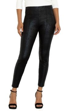 Experience luxury, comfort, and style in the Liverpool Pull-On Reese Seamed Leggings. These premium leggings feature a high-rise elasticized waist and stretchy fabric for unparalleled comfort and flexibility. The elongating front seams add flattering lines, granting you a sleek silhouette. Perfect for day or night, experience refined luxury with each wear. 63% VISCOSE 32% NYLON 5% ELASTANE Coated Leggings, Online Clothing Boutiques, Ankle Leggings, Men Fits, Womens Size Chart, Black Coat, Black Leggings, Boutique Clothing, Women Empowerment