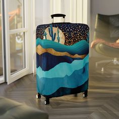 🛒PRODUCT DESCRIPTION🛒 Travel in style on your next Vacation with your own custom printed luggage cover!  Made with a premium blend of Polyester and Spandex material, this luggage cover boasts a durable, stretchable, and scratch-resistant design that guarantees to keep your luggage safe and secure. The black zipper at the bottom of the cover ensures a snug fit for your luggage.  So why compromise on style and protection when you can have it all? Get your hands on this luxury luggage cover today Blue Rectangular Travel Cases, Blue Travel Accessories With Luggage Sleeve For Weekend Trips, Blue Rectangular Travel Accessories For Overnight Trips, Blue Rectangular Luggage With Sleeve, Rectangular Blue Luggage With Sleeve, Blue Rectangular Cases For Trips, Blue Rectangular Luggage For Trip, Rectangular Blue Luggage For Trip, Rectangular Blue Luggage For Trips