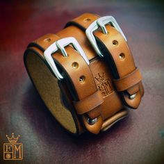 "This applewatch Caramel brown leather watch cuff is custom dyed by hand using european vegetable tanned leather . It features two included applewatch connectors and uses two straps. Two quality stainless steel buckles provide the closure! A great width for any wrist! This cuff is inspired by the early Johnny Depp cuffs. can be used with or without a watch! Custom sized for your wrist! Please use the instructions above! I'll need the size/series applewatch and the case finish color ( matte, shin Leather Watch Cuff, Black Leather Cuff Bracelet, Brown Leather Watch, Leather Wristbands, Cuff Watch, Leather Cuffs Bracelet, Brown Vintage, Leather Cuffs, Johnny Depp