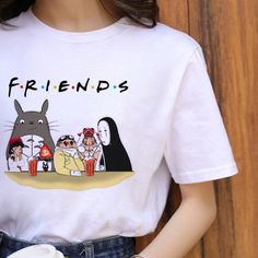 Miyazaki Hayao, Women's Graphic Tees, Friends Tee, Anime Inspired Outfits, Jeans Casual, Cheap T Shirts, Anime Shirt, Miyazaki, Retro Tshirt