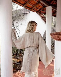 Cotton Gypsy Kimono Robe Wide Sleeve Boho Kaftan Dress | Etsy Oversized Beige Bohemian Kimono, Spring Daywear Long Sleeve Robe, Long Sleeve Relaxed Fit Robe For Fall, Traditional Long Sleeve Loungewear Dress, Bohemian Kimono For Daywear In Fall, Bohemian Kimono For Fall Daywear, Beige Long Sleeve Kimono For Festivals, Fall Daywear Open Front Kimono, Beige Kimono With Long Sleeves For Festivals