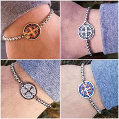 Religious bracelets with Saint Benedict medals. For men, women or kids.Bracelet is made with extra loops so it is adjustable. Fits several sizes at once. Just select your age group.Choose from 4 types of medals . Gold or Silver enamel, Stainless steel or Silver tone metal.See photos for reference.Chain made out of quality steel. Will not rust or break. Medals made in Italy. With great detail and engraving.Message card of Holy Lady from Medjugorje included. Also a free Medjugorje powers card with Adjustable Chain Bracelet As Gift, Adjustable Durable Chain Bracelet As Gift, Durable Adjustable Chain Bracelet For Gift, Durable Adjustable Chain Bracelet As A Gift, Durable Metal Bracelet For Gift, St Benedict Bracelet, Catholic Bracelet, St Benedict Medal, Custom Gift Cards