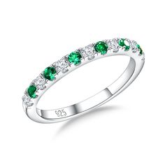 PRICES MAY VARY. Sterling Silver Band Rings for Women: This emerald band ring is crafted from hypoallergenic 925 sterling silver and plated with thick rhodium to give extra shine, not easy to fade or turn green, great for sensitive skin and very comfortable to wear Emerald Rings for Women: This emerald ring desgin half eternity round look of sparkling, set with created emerald and 5A cubic zircoina in a slim, half-eternity gemstone ring that can be worn alone or stacking with your engagement rin Cheap Silver Stackable Rings For Anniversary, Cheap Personalized Stackable Rings For Anniversary, Emerald Band Ring, Engagement Rin, Emerald Eternity Band, Stackable Birthstone Rings, Rings Eternity, Emerald Wedding Band, Emerald Band