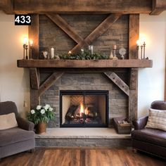 Gorgeous Reclaimed Wood Beam Fireplace Mantel With Wooden Corbels 179 - Etsy Wood Beam Fireplace, Beam Fireplace, Reclaimed Wood Beams, Wood Beam, Farmhouse Fireplace, Rustic Fireplaces, Faux Fireplace, Fireplace Remodel, Home Fireplace