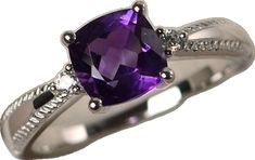 Elegant Purple Asscher Cut Ring, Elegant Purple Asscher-cut Ring, Elegant Asscher Cut Purple Ring, Elegant Adjustable Birthstone Ring With Gemstone Accents, Formal Amethyst Cushion Cut Ring With Accent Stones, Elegant Purple Cushion Cut Amethyst Ring, Elegant Cushion Cut Amethyst Ring, Formal Amethyst Cushion Cut Rings, Cushion Cut Amethyst Ring For Formal Occasions