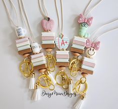 This listing is for one Silicone Bead Teacher Lanyard. This lanyard is great for both teachers and students to hold their ID badges and/or keys. ♥ Product Info... ~ Made up of 5 silicone focal beads, 1 abacus wooden bead, 1 gold coin bead ~ 1.5mm nylon cord ~ Gold swivel clasp snap hook with key ring ~ White tassel pendant ~ Breakaway safety clasp ~ Choice of horizontal/vertical ID badge holder with resealable zip ♥ Lanyard hangs approx. 20 - 21" down from the breakaway clasp to the keyring. This can be shortened/adjusted at the breakaway clasp. NOTE: The breakaway clasp should only be used to release the necklace from any accidental catches, not as a way to put on or take off lanyard. ♥ Using the drop down menu choose your Lanyard design... ~ Design 1 Mug ~ Design 2 Mug - Teach ~ Design 3 Beaded Lanyards Boojee Beads, Cheap Personalized Lanyards For Teacher Appreciation, Teacher Lanyard Metal, Personalized Round Beads For Crafting, Personalized White Craft Supplies For Gift Making, Personalized White Craft Supplies For School, Customizable White Craft Supplies For School, Diy Teacher Lanyard, Silicone Crafts