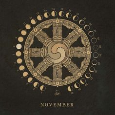 the cover to november's album is shown with phases in gold and black on a dark background