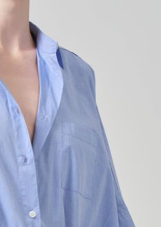 Made from crisp cotton-poplin, the Claire Origami Shirt has a loose fit, oversized sleeves and a classic pointed collar. This fit is true to size. Looks Like: Cornflower blue Feels Like: Ultra-lightweight cotton with an airy hand From our HUMANITY Collection Origami Shirt, Oversized Sleeves, Oversize Sleeves, Cornflower Blue, Citizens Of Humanity, Quarter Sleeve, Three Quarter Sleeves, Trending Shirts, Cotton Poplin