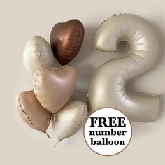 balloons in the shape of numbers are shown with a free printable balloon for $ 2