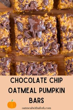 chocolate chip oatmeal pumpkin bars with text overlay