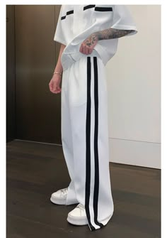 fb-feed Stripe Suit, Latest African Men Fashion, Concept Clothing, White Trousers, Guys Clothing Styles, African Men Fashion, Trending Fashion Outfits, Cool Outfits For Men, Black Trousers