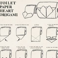 instructions for how to make a toilet paper heart origami