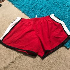 Red White And Black Sport Shorts Brand New Never Been Worn!! Size Xl Red Stretch Sporty Shorts, Red Gym Shorts With Built-in Shorts, Red Stretch Gym Shorts, Red Casual Activewear For Jogging, Casual Red Activewear For Jogging, Red Sportswear Bottoms For Gym, White Athletic Shorts For Summer Jogging, Red Stretch Athletic Shorts With Moisture-wicking, Red Casual Activewear For Sports