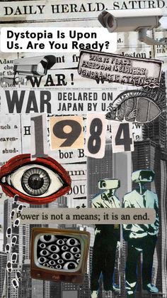 the collage shows an eye and some words