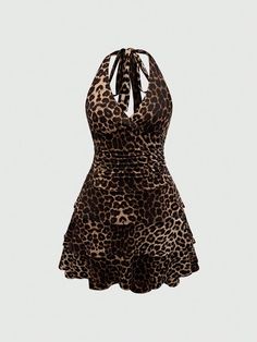 Y2k Sleeveless Leopard Print Mini Dress Women Slim V-neck Hip Package Female 90s Dresses Spring