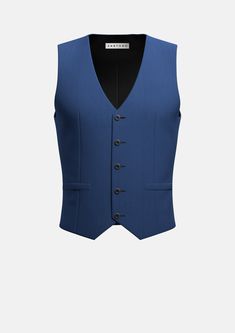 Prussian Blue Pinstripe Vest - SARTORO Elegant Slim Fit Vest For Spring, Classic Sleeveless Spring Suits, Classic Navy Sleeveless Vest, Slim Fit Sleeveless Vest For Spring, Spring Slim Fit Sleeveless Vest, Navy Fitted Vest For Workwear, Navy Fitted Vest For Work, Fitted Navy Vest For Work, Classic Fitted Navy Vest